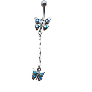 🍭6/$30 jewel studded butterfly dangle belly button ring